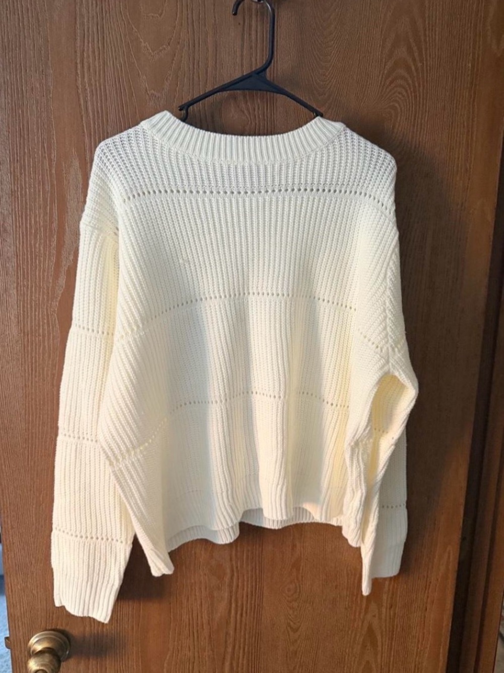 SHEIN Cream Ribbed Crew Neck Sweater